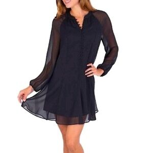 Joie Black Chiffon Balloon Sleeve Dress